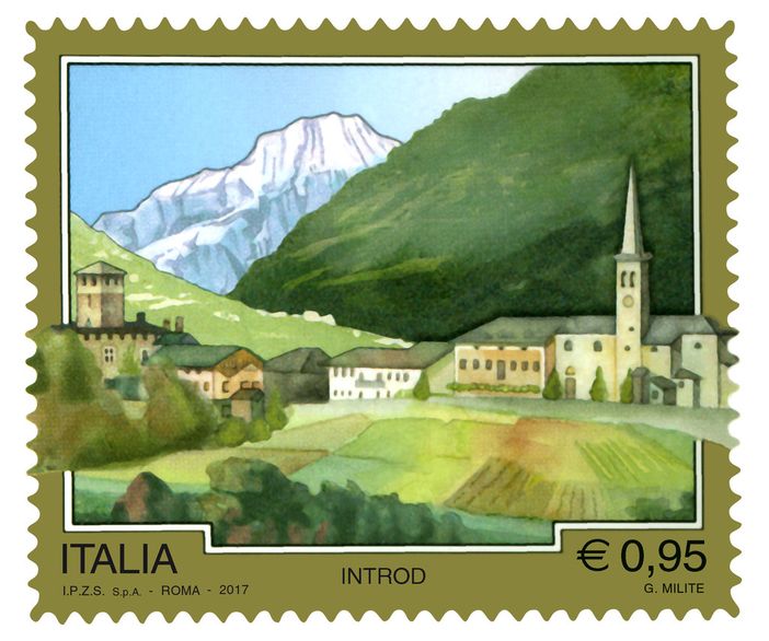 Introd, il paese dei Papi, in un francobollo di Poste italiane