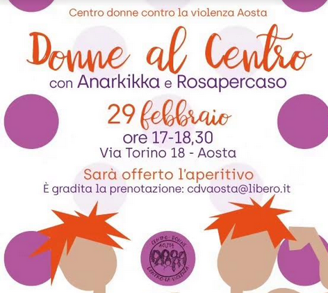 Voci Femminili: Un incontro con Anarkikka e Roberta Marasco al Centro Donne contro la violenza di Aosta