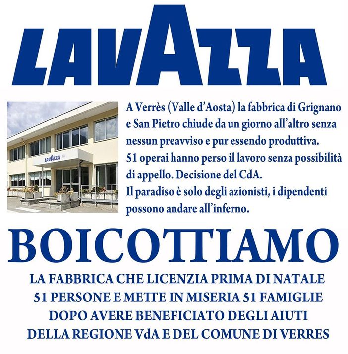 L'invito al boicottaggio della Lavazza dilaga su Facebook L'invito al boicottaggio della Lavazza dilaga su Facebook