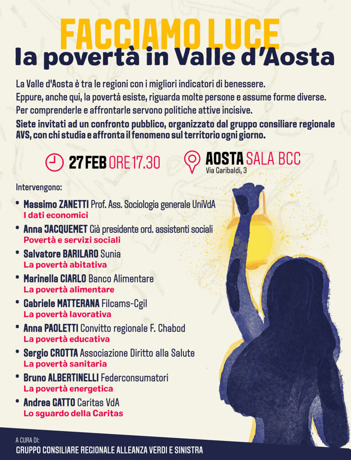 Povertà in Valle d’Aosta: Alleanza Verdi e Sinistra chiama a raccolta la comunità Povertà in Valle d’Aosta: Alleanza Verdi e Sinistra chiama a raccolta la comunità