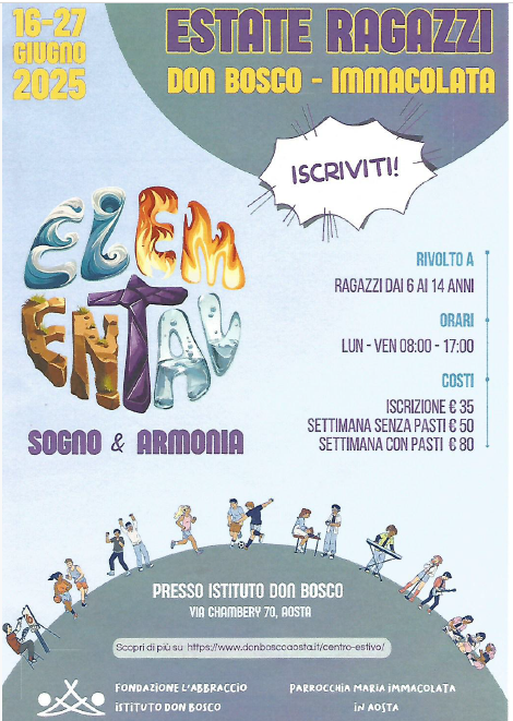 Estate ragazzi Don Bosco – Immacolata: educare con elementi, sogni e armonia