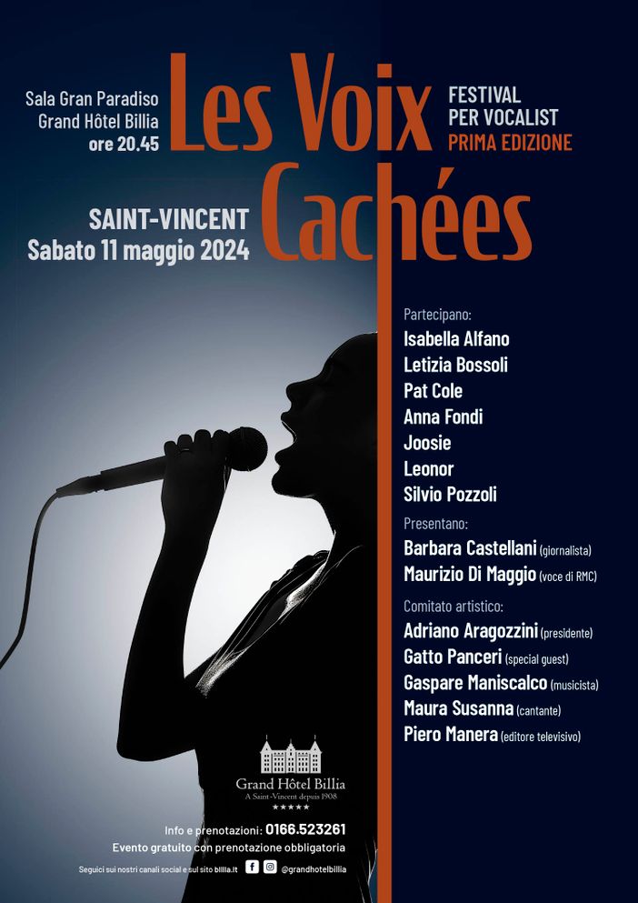 Sabato 11 maggio alle ore 20.45, al Grand Hôtel Billia, si svolgerà la prima edizione del Festival musicale per vocalist