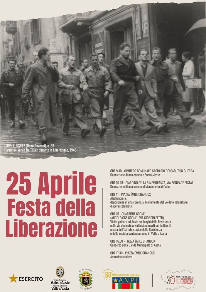 79° anniversario della Liberazione: Le iniziative ad Aosta 79° anniversario della Liberazione: Le iniziative ad Aosta