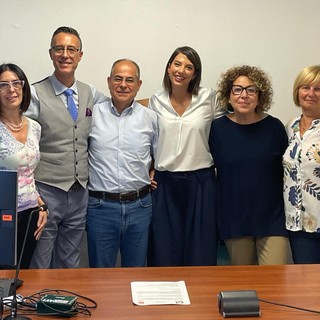 Da sn: Consigliera AICE vda Stefania Magro; Presidente AICE vda Manuele Amateis; Vicepresidente CSV Severino Cubeddu; Vicepresidente AISM Georgia Scavuzzo; Consigliera AISM Vincenza Maddio; Consigliera AISM Angela Cappellari.