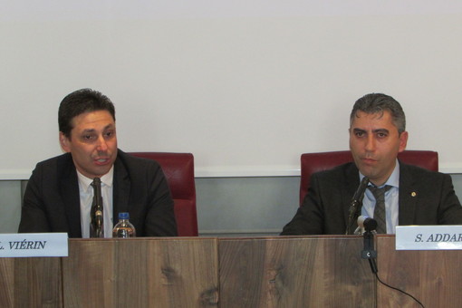 Il Presidente della Giunta, Laurent Vierin e il presidente di Cna Vda, Salvatore Addario