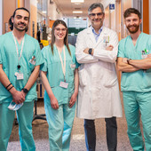 Da sinistra Alessandro Alesina, Irene Florean, Guido Giardini (Primario di Neurologia), Gabriele Mainini