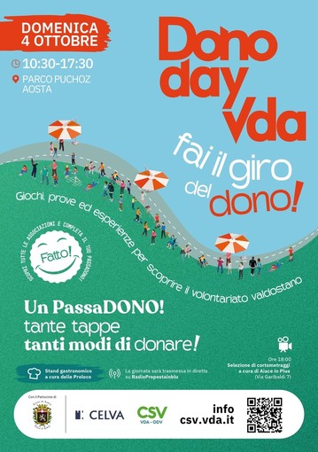 DonoDay VDA 2026: il 4 ottobre ad Aosta il volontariato fa il giro del dono DonoDay VDA 2026: il 4 ottobre ad Aosta il volontariato fa il giro del dono