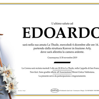 Mercoledì a La Thuile il funerale di Edoardo Camardella