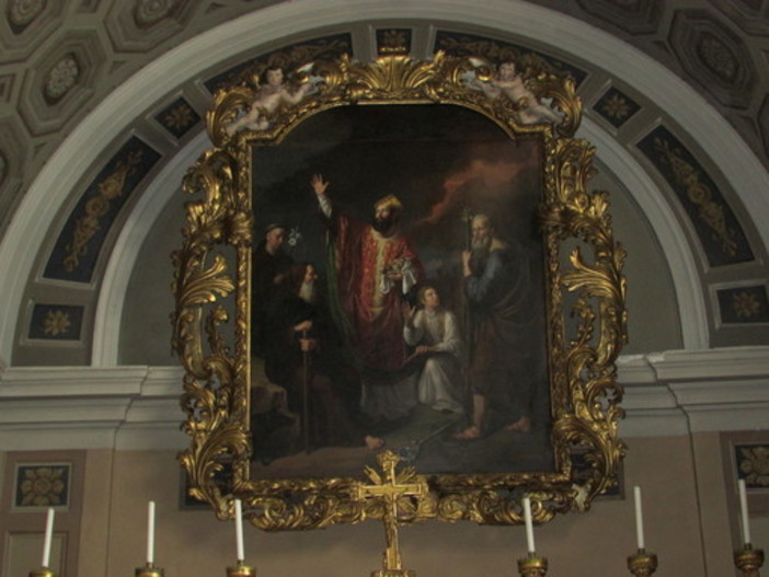 Il quadro rinascimentale di San Grato che si può ammirare nella Cattedrale di Aosta Il quadro rinascimentale di San Grato che si può ammirare nella Cattedrale di Aosta