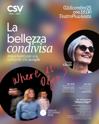 Il 2 dicembre un evento nel teatro di Plus ad Aosta: “La bellezza condivisa – Arte e teatro per una comunità che accoglie”