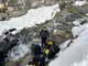 Intervento del Soccorso Alpino Valdostano in corso a Valtournenche per il recupero di alcune persone cadute nel torrente