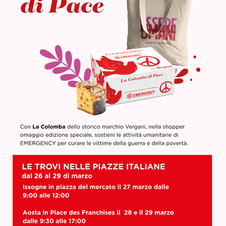 Una “Colomba di Pace” per Emergency: la solidarietà arriva nelle piazze valdostane