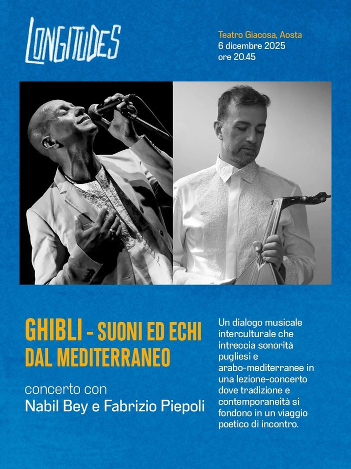 Al Giacosa “Ghibli – Suoni ed echi dal Mediterraneo” e il concerto dei B.O.O.M. per la rassegna “Longitudes” Al Giacosa “Ghibli – Suoni ed echi dal Mediterraneo” e il concerto dei B.O.O.M. per la rassegna “Longitudes”