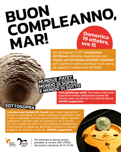 Il MAR-Museo Archeologico Regionale di Aosta festeggia il suo 21° compleanno