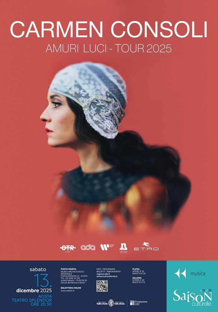 Carmen Consoli in concerto al Teatro Splendor di Aosta con “Amuri luci – Tour 2025” Carmen Consoli in concerto al Teatro Splendor di Aosta con “Amuri luci – Tour 2025”