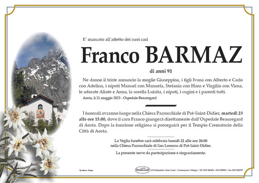 Pré Saint Didier in lutto per la morte di Franco Barmaz