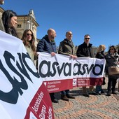 Manifestazione in piazza Chanoux ad Aosta
