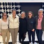 Da sx: Marlène Vicquéry (Gruppo Giovani Avis VdA)   Mara Bionaz (vicepresidente Avis VdA); Ingrid Brédy; Silvia Fumarola e Claudia Philippot