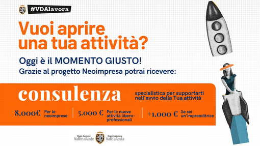 #VDAlavora: Torna il Bando Neoimpresa a sostegno dei nuovi progetti d'impresa