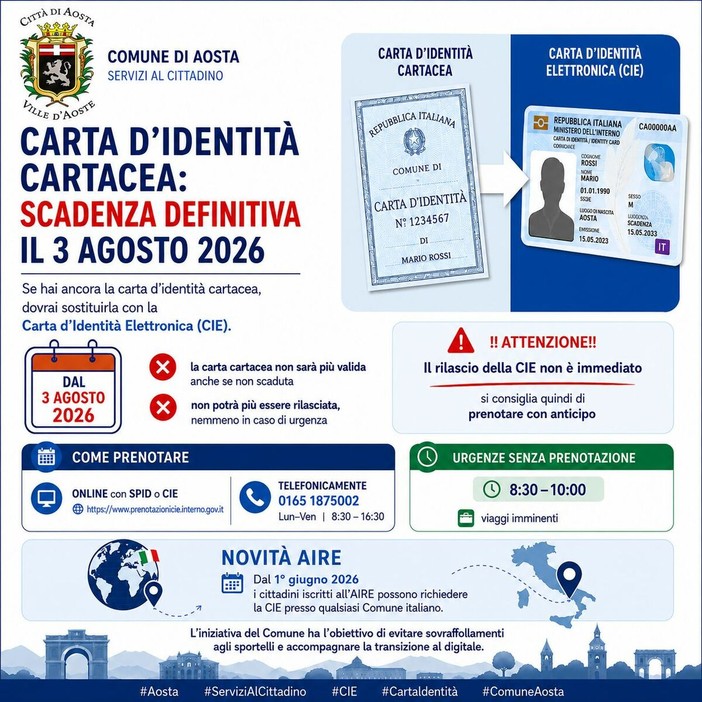 Carta d’identità elettronica, open day straordinari per la sostituzione del documento cartaceo Carta d’identità elettronica, open day straordinari per la sostituzione del documento cartaceo