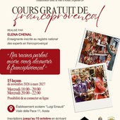Aosta, corsi gratuiti di francoprovenzale: iscrizioni aperte fino al 15 ottobre Aosta, corsi gratuiti di francoprovenzale: iscrizioni aperte fino al 15 ottobre