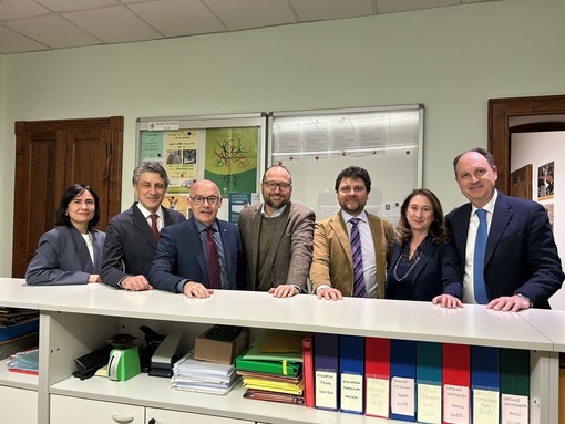 Da sn: Antonella Lucchese, Stefano Disitlli, Gianni Frand-Genisot, Paolo D’Aquino, Federico Riamo, Giulia Ventura e Jean-Claude Mochet