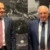 A sn. Adriano Valieri, direttore generale Confcommercio VdA, e GRaziano Dominidiato, pres. Confcommercio-Fipe VdA