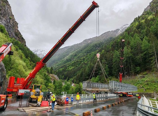 SR 47 di Cogne: terminato in anticipo lo smontaggio del ponte Bailey, annullata la chiusura prevista per questa sera