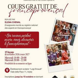 Aosta, corsi gratuiti di francoprovenzale: iscrizioni aperte fino al 15 ottobre