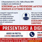 Prevenzione e comunità, a Doues una giornata contro l’ictus: controlli gratuiti e specialisti per proteggere la salute Prevenzione e comunità, a Doues una giornata contro l’ictus: controlli gratuiti e specialisti per proteggere la salute