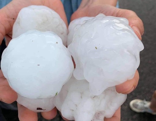 Palle di grandine abbattutesi tra Parma e il bolognese