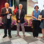 Il direttivo dell'Associazione. A sinistra François Stevenin. Il terzo da sinistra Ettore Tousco, président de l’Atelier de Gaby