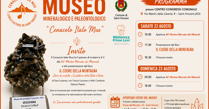 Cenacolo Italo Mus, Roberto Muscarà alla guida: nuova fase tra mineralogia, cultura e identità valdostana Cenacolo Italo Mus, Roberto Muscarà alla guida: nuova fase tra mineralogia, cultura e identità valdostana