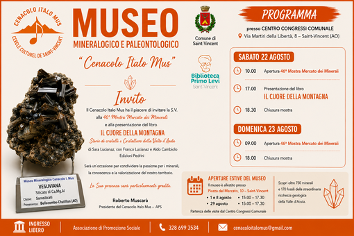 Cenacolo Italo Mus, Roberto Muscarà alla guida: nuova fase tra mineralogia, cultura e identità valdostana Cenacolo Italo Mus, Roberto Muscarà alla guida: nuova fase tra mineralogia, cultura e identità valdostana