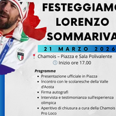 Chamois abbraccia il suo campione: sabato 21 marzo la festa per Lorenzo Sommariva
