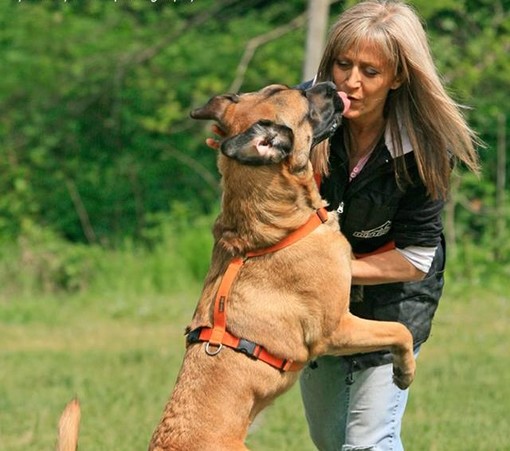 Laura Mascotto con uno dei suoi cani