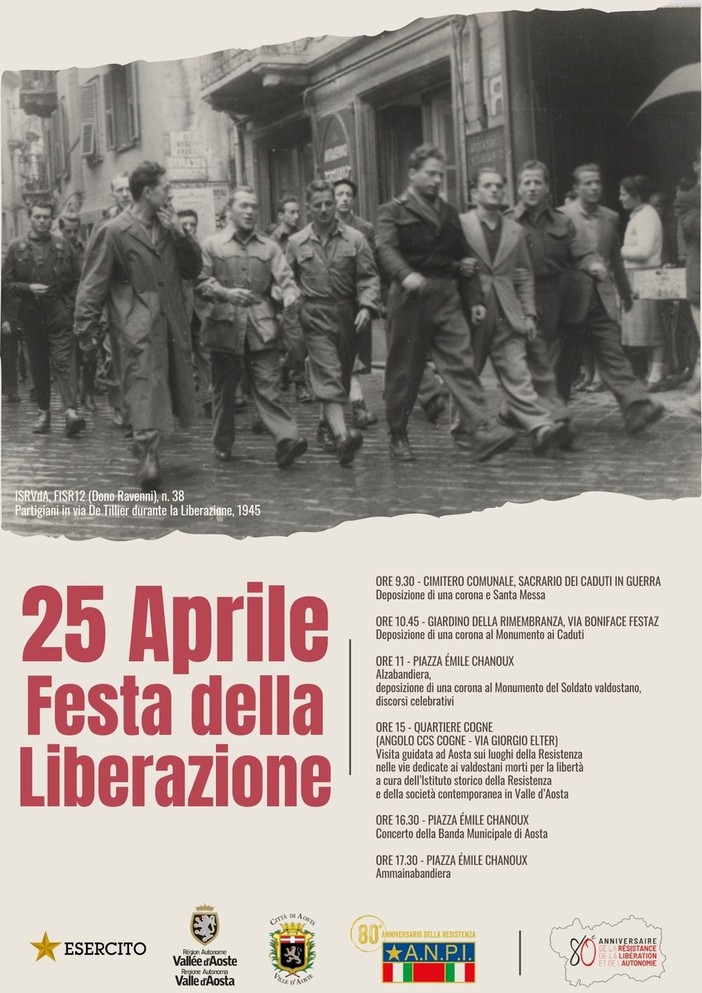 79° anniversario della Liberazione: Le iniziative ad Aosta