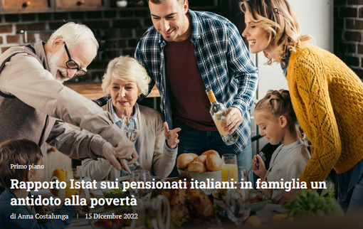 Rapporto Istat sui pensionati italiani: in famiglia un antidoto alla povertà