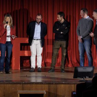 Sul palco del GPFF Winter Preview (da destra verso sinistra) Jacques Buillet, Denis Truc, Mauro Durbano, Firmino Thérisod e Luisa Vuillermoz.