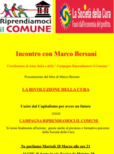 Incontro con Marco Bersani al CSV per la presentazione del libro &quot;La Rivoluzione della cura&quot;