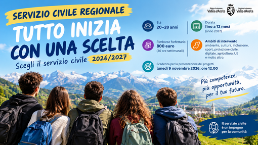Servizio civile regionale, la Valle d’Aosta alza il rimborso a 800 euro e apre ai giovani fino a 28 anni