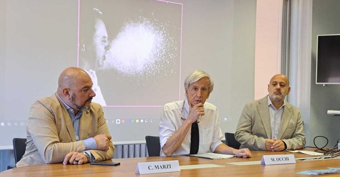 Da sn: Carlo Marzi, Mauro Occhi, Salvatore Bongiorno alla presentazione della campagna