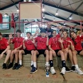 VdA medie, da sn: Emilio Agazzini, Yannick Champion, Nicolò Salice , Samuel Rica (Valdigne), Marta Timpano, Melissa Barbuto, Roksana Hoxha (Grand Combin) VdA medie, da sn: Emilio Agazzini, Yannick Champion, Nicolò Salice , Samuel Rica (Valdigne), Marta Timpano, Melissa Barbuto, Roksana Hoxha (Grand Combin)