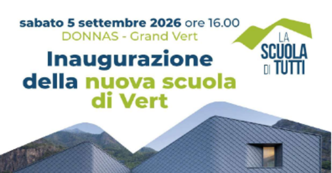 A Vert nasce la «Scuola di tutti»: sabato l’inaugurazione del nuovo plesso scolastico