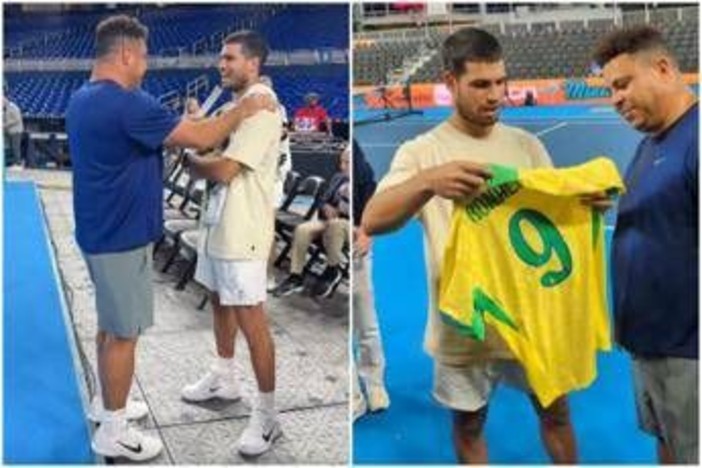 Alcaraz, allenamento speciale a Miami... con Ronaldo Alcaraz, allenamento speciale a Miami... con Ronaldo