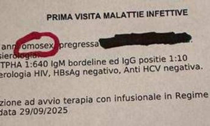 "Paziente omosex su referto", denuncia di un 61enne. Asl: "Era documento riservato"