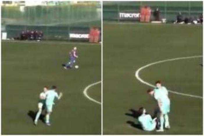 Corre verso compagno e lo butta a terra con una spallata: clamorosa lite in amichevole Corre verso compagno e lo butta a terra con una spallata: clamorosa lite in amichevole