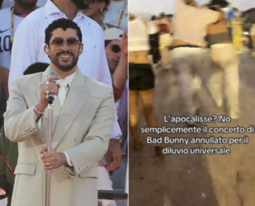 Bomba d'acqua a Milano, interrotto concerto di Bad Bunny: spettatori feriti Bomba d'acqua a Milano, interrotto concerto di Bad Bunny: spettatori feriti