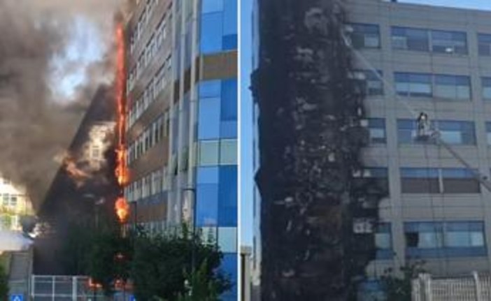 Napoli, incendio all'ospedale del Mare: fiamme e alta colonna di fumo nero Napoli, incendio all'ospedale del Mare: fiamme e alta colonna di fumo nero