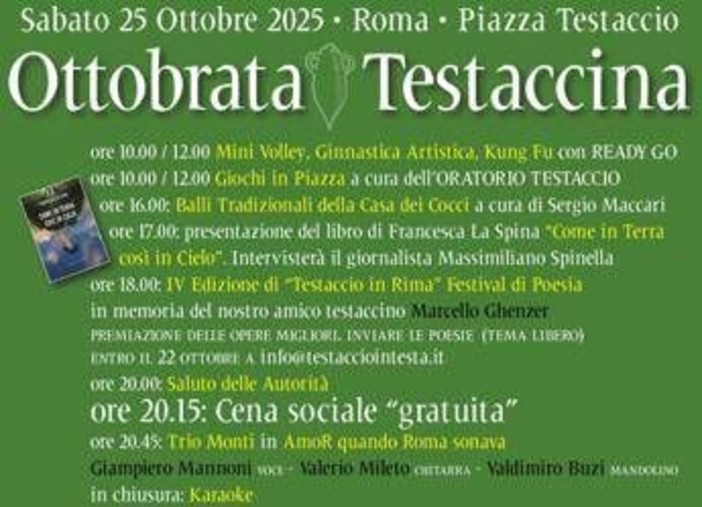 Roma, torna l’'Ottobrata Testaccina': festa di quartiere tra memoria, cultura e socialità